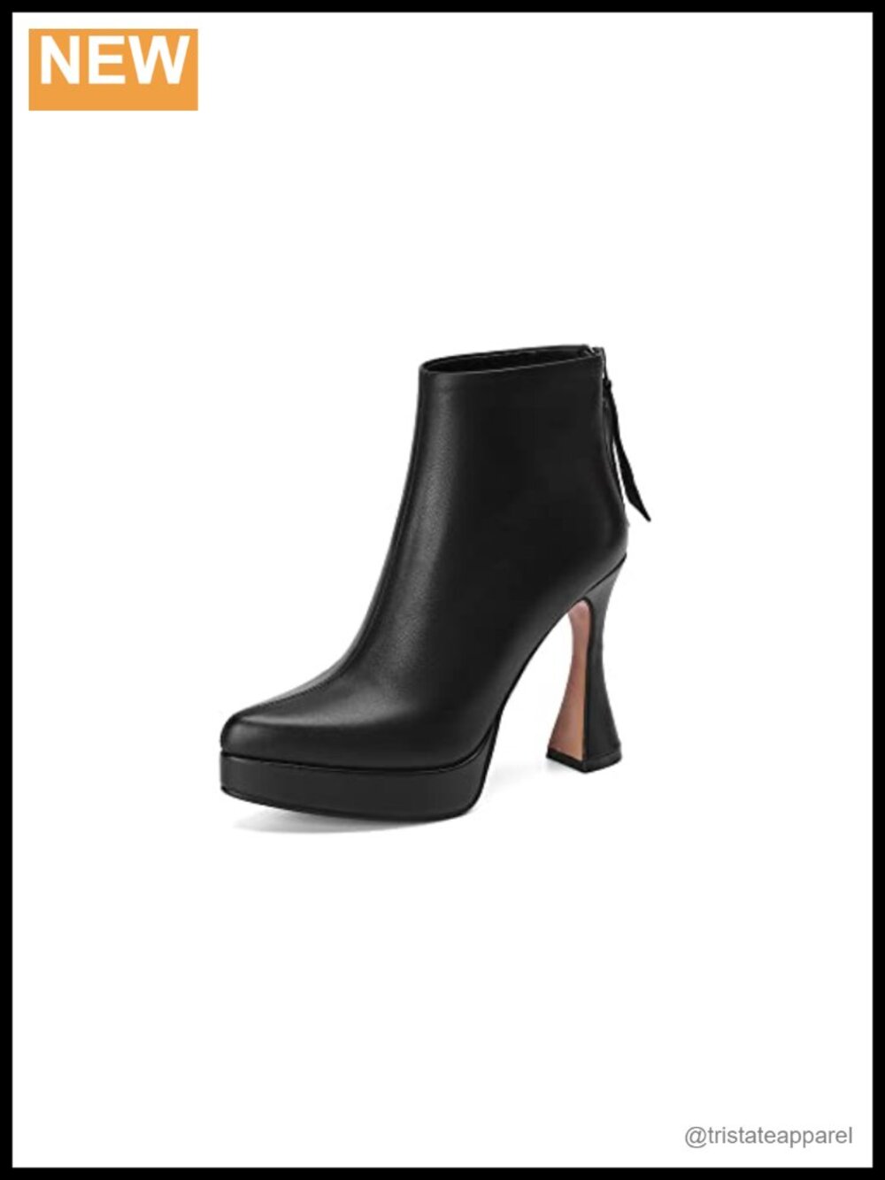 Genuine Leather Pointed Toe Ankle Boots High Heel Platform Zip Women Shoes